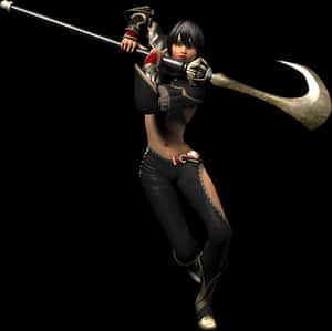 Female Warriorwith Halberd PNG image with transparent background