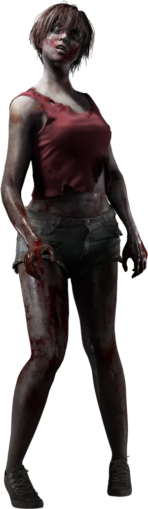 Female Zombie Figure Standing PNG Image