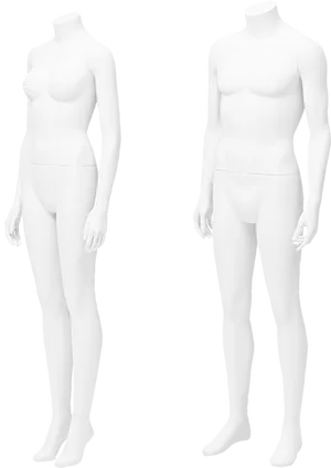 Femaleand Male Mannequins Standing PNG Image