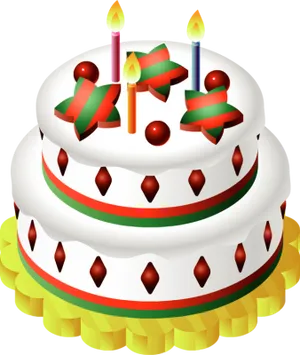 Festive Birthday Cake Illustration PNG Image