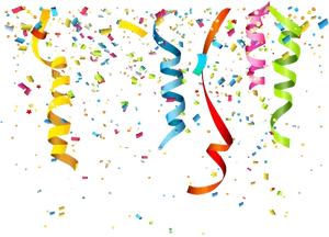 Festive Birthday Confettiand Streamers PNG Image