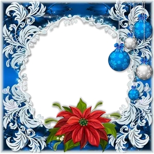 Festive Blue Christmas Frame PNG Image