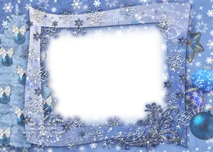 Festive Blue Snowflake Christmas Border PNG Image