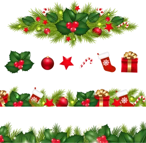 Festive Christmas Border Elements PNG Image