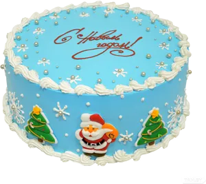 Festive Christmas Cake Decoration PNG Image