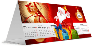 Festive Christmas Calendar Desk PNG image with transparent background