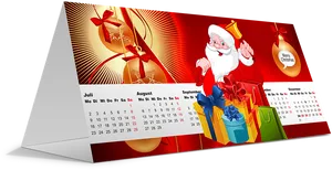 Festive Christmas Calendar Desk PNG Image