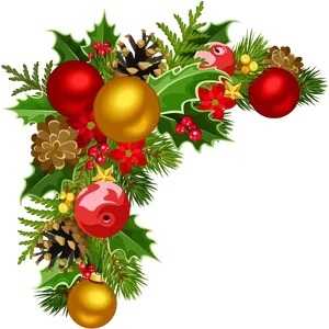 Festive Christmas Corner Border PNG Image