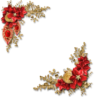 Festive Christmas Floral Border PNG Image