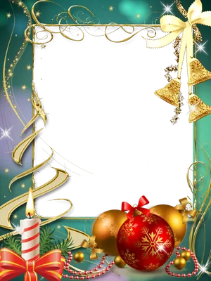 Festive Christmas Framewith Ornamentsand Candle PNG Image