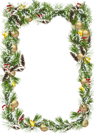 Festive Christmas Framewith Ornamentsand Pinecones PNG Image