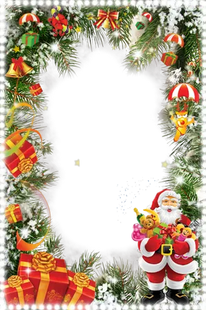 Festive Christmas Framewith Santa Clause PNG Image