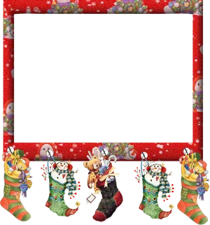 Festive Christmas Framewith Stockingsand Toys PNG Image