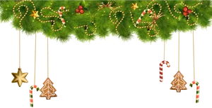 Festive Christmas Garland Decoration PNG Image