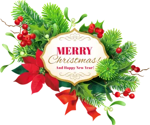 Festive Christmas New Year Greeting PNG Image