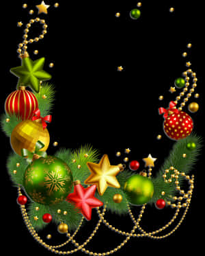 Festive Christmas Ornaments Border PNG