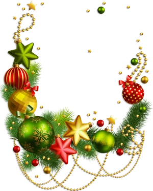 Festive Christmas Ornaments Border PNG Image