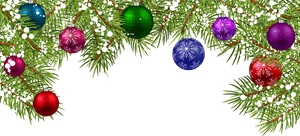 Festive Christmas Ornamentson Pine Branches PNG image with transparent background