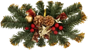 Festive Christmas Pine Decoration.png PNG Image