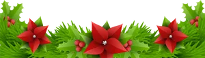 Festive Christmas Poinsettia Border PNG Image