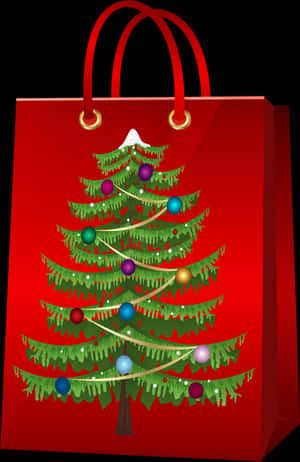 Christmas Gift Bag With Christmas Tree Png Clip Art - Christmas Gift Bag Clipart, Transparent Png PNG