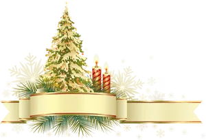 Festive Christmas Treeand Candles PNG Image