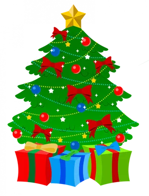 Festive Christmas Treewith Gifts Clipart PNG Image