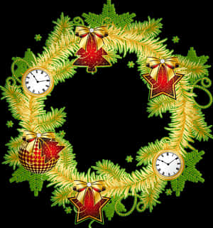 Gold Christmas Wreath Clip Art PNG
