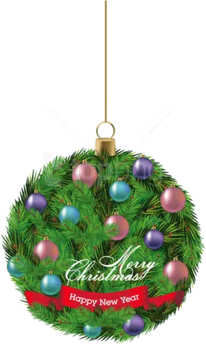 Festive Christmas Wreath Ornament PNG Image