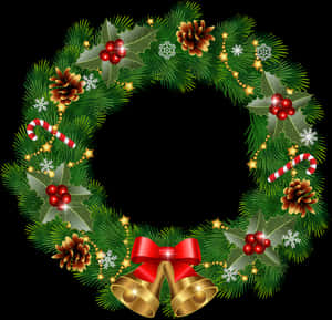 Vintage Christmas Wreath Vector PNG