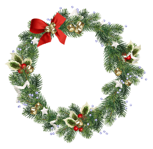 Festive Christmas Wreathwith Red Bow PNG image with transparent background