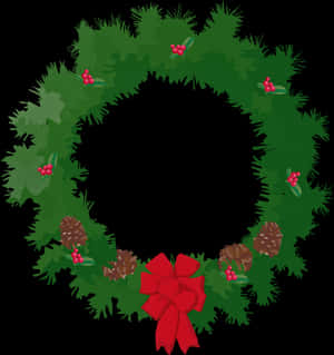 Festive Christmas Wreathwith Red Bow PNG