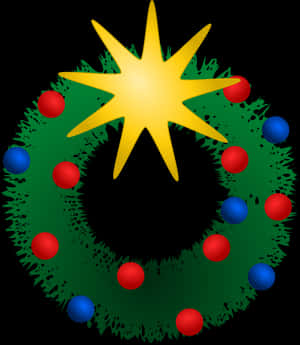 Festive Christmas Wreathwith Star PNG