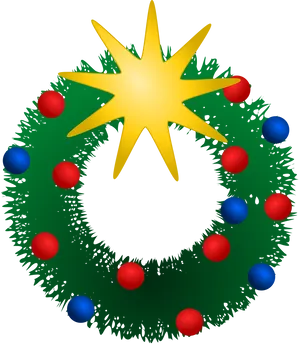 Festive Christmas Wreathwith Star PNG Image