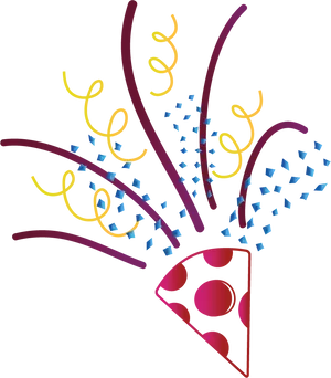 Festive Confettiand Streamer Decoration PNG Image