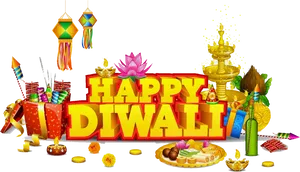 Festive Diwali Celebration Elements PNG Image