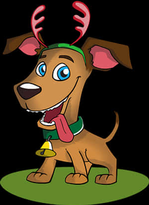 Festive Dog Cartoon Reindeer Antlers PNG image with transparent background