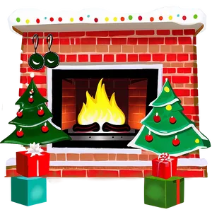 Festive Family Christmas Fireplace Png Woe76 PNG Image