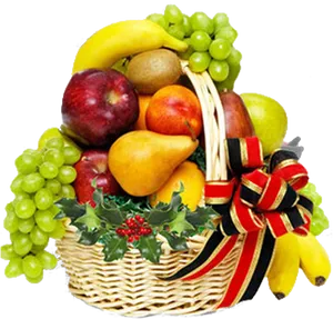 Festive Fruit Basket Assortment PNG Image