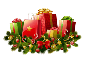 Festive Giftsand Decorations PNG image with transparent background