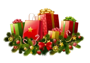 Festive Giftsand Decorations PNG Image