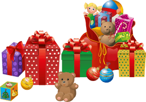 Festive Giftsand Toys Collection PNG image with transparent background