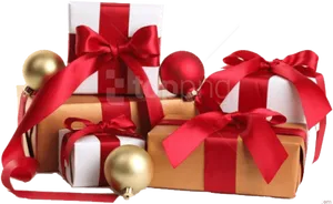 Festive Giftswith Red Ribbons PNG Image