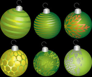 Festive Green Christmas Ornaments PNG with transparent background