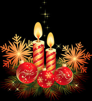Festive_ Holiday_ Candles_and_ Ornaments PNG image with transparent background
