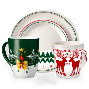 Festive Holiday Dinnerware Png Utk PNG Image