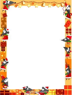 Festive Penguin Christmas Border PNG Image