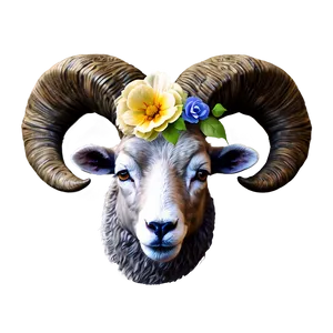 Festive Ram Head With Flowers Png Fvw PNG Image