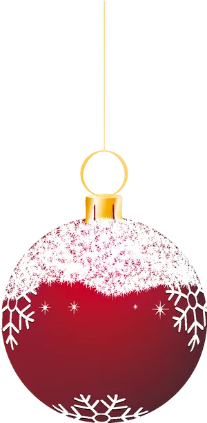 Festive Red Christmas Ballwith Snowflakes PNG Image