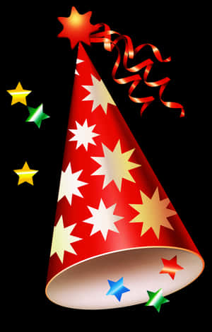 Festive Red Party Hatwith Stars PNG image with transparent background